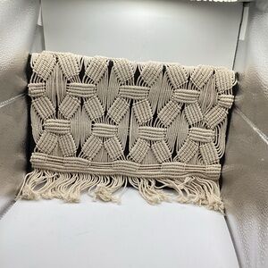 Stella & Dot Macramé Fringe Clutch - Cream